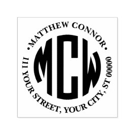 3名門私立校風のイニシャル円モノグラム額住所 セルフインキングスタンプ