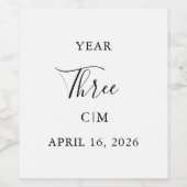 3周年の結婚記念日デザイン ワインラベル (シングルラベル)