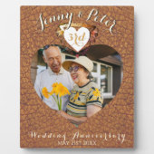 3周年レザー結婚記念日写真ハート フォトプラーク (正面)