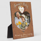 3周年レザー結婚記念日写真ハート フォトプラーク (側面)