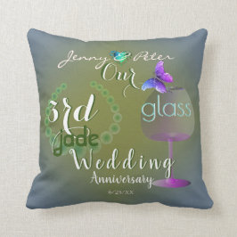 3周年結婚のジェイドとガラス クッション
