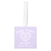 3周年結婚記念写真カスタム結晶 キューブオーナメント (正面)