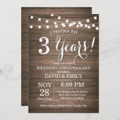 3周年結婚記念日の招待状　ログウッド 招待状 (正面/裏面)