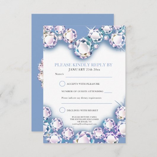 3周年結婚記念日パーティーのハートの出欠確認 出欠カード (正面/裏面)