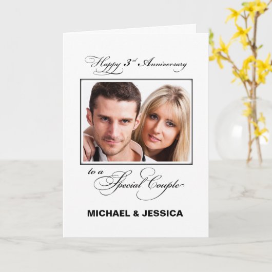 3周年結婚記念日 オーダーメイド名入れ/写真 カード (黄色い花)