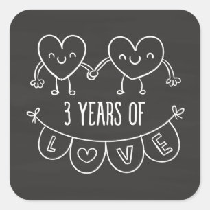 3周年記念ギフトチョークハート スクエアシール