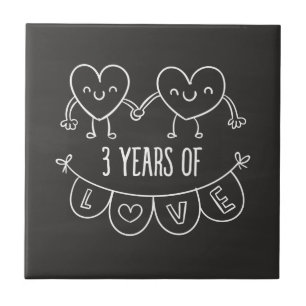 3周年記念ギフトチョークハート タイル