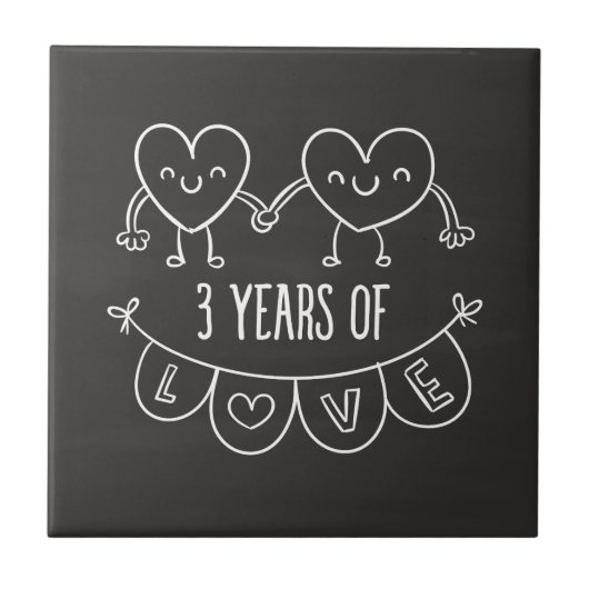 3周年記念ギフトチョークハート タイル (正面)