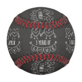3周年記念ギフトチョークハート 野球ボール (裏面)