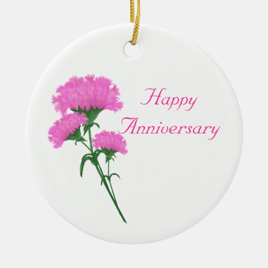 3周年記念ピンクカーネーション セラミックオーナメント (正面)