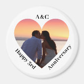 3周年記念モダンカップル記念ハート マグネット (正面)