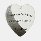 3周年記念レザー周年記念ハート セラミックオーナメント (右)