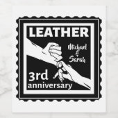 3周年記念結婚の手を握って伝統的いる ワインラベル (シングルラベル)