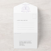 3周年記念結婚クリスタルパープルRSVP写真 オールインワン招待状 (外側)