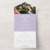 3周年記念結婚クリスタルパープルRSVP写真 オールインワン招待状 (内側)