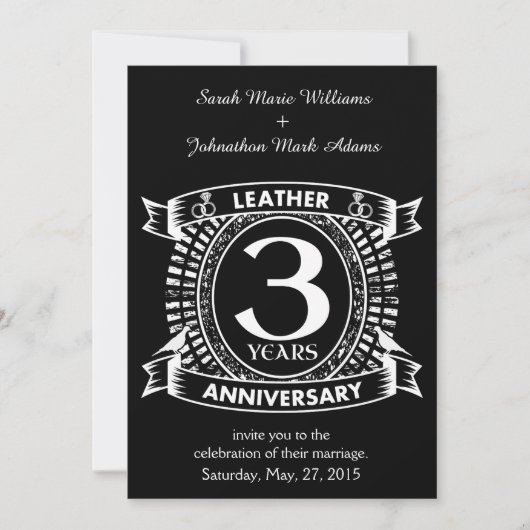 3周年記念結婚クレッ動揺してクス 招待状 (正面)