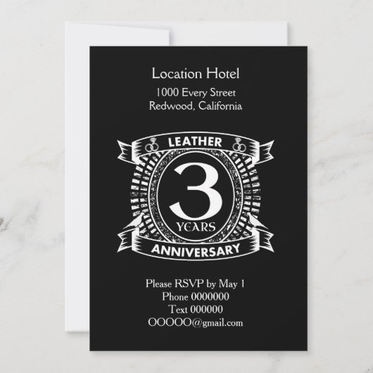 3周年記念結婚クレッ動揺してクス 招待状 (裏面)