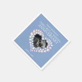 3周年記念結婚ハートカスタムフォトブルー スタンダードカクテルナプキン (角)