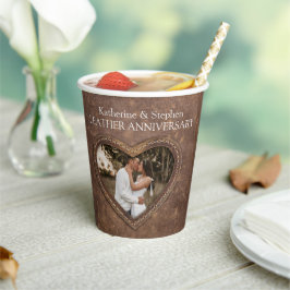 3周年記念結婚ハート革 紙コップ