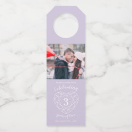 3周年記念結婚フォトクリスタルジェムハート ボトルネックタグ