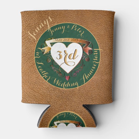 3周年記念結婚革イメージクール 缶クーラー (正面)