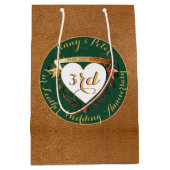 3周年記念結婚革イメージグリーン ミディアムペーパーバッグ (正面)