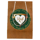 3周年記念結婚革イメージグリーン ミディアムペーパーバッグ (裏面)