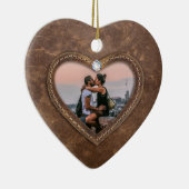 3周年記念結婚革ハート写真 セラミックオーナメント (右)