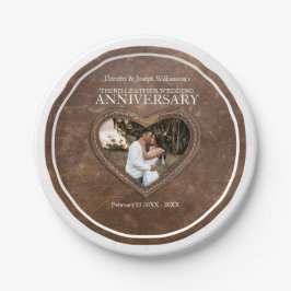 3周年記念結婚革ハート ペーパープレート