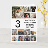 3周年記念13回フォトコラージュ白黒 カード (黄色い花)