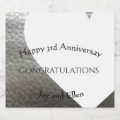 3周年記念・皮革記念日 スパークリングワインラベル (シングルラベル)