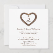 3周年革婚記念日ブラウン ハート 招待状 (裏面)