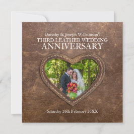 3周年革婚記念日ブラウン ハート 招待状
