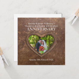 3周年革婚記念日ブラウン ハート 招待状