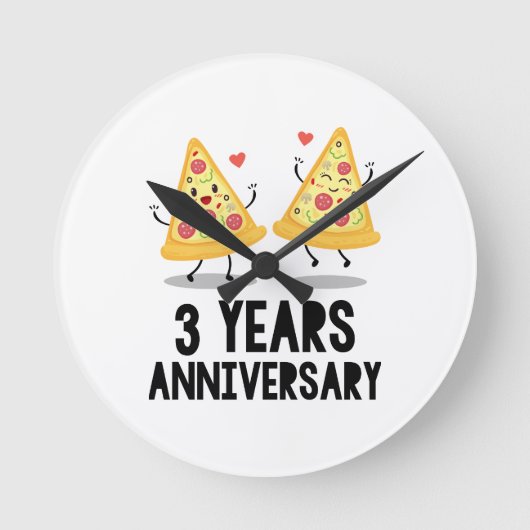 3周年3年 ラウンド壁時計 (正面)