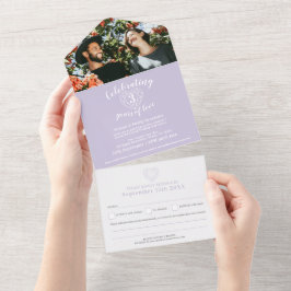 3周年 結晶 パープル RSVP フォト オールインワン招待状