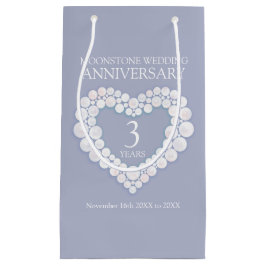 3周結婚年記念月石ビーズハート写真 スモールペーパーバッグ