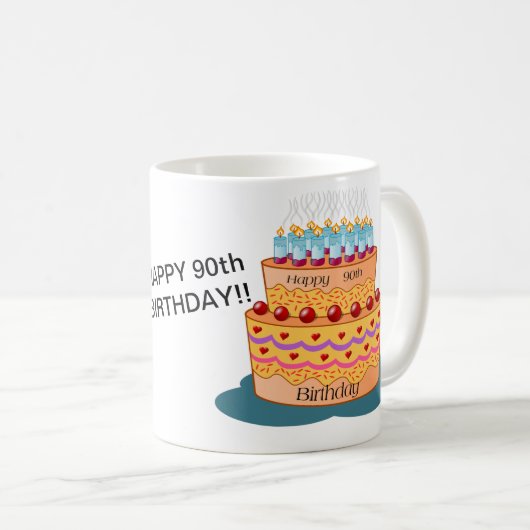 3味方された-幸せな第90誕生日-マグ コーヒーマグカップ (正面右)