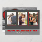 3回のフォトコラージュバレンタインデー シーズンカード (正面/裏面)