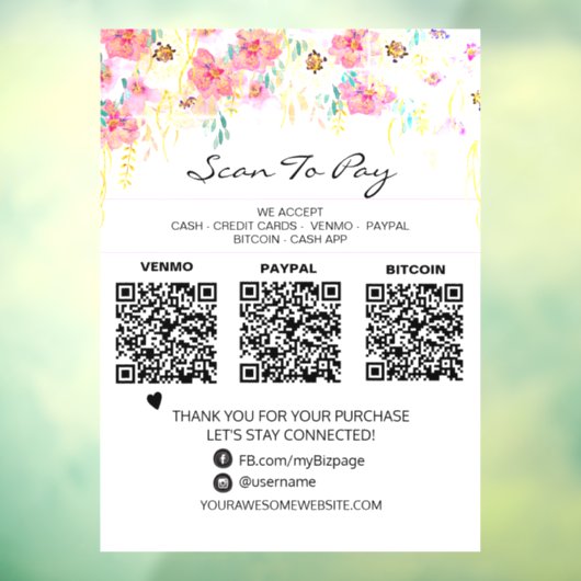 *~* 3回の支払いスキャンでQRフローラを支払う ウィンドウサイン (シート3)