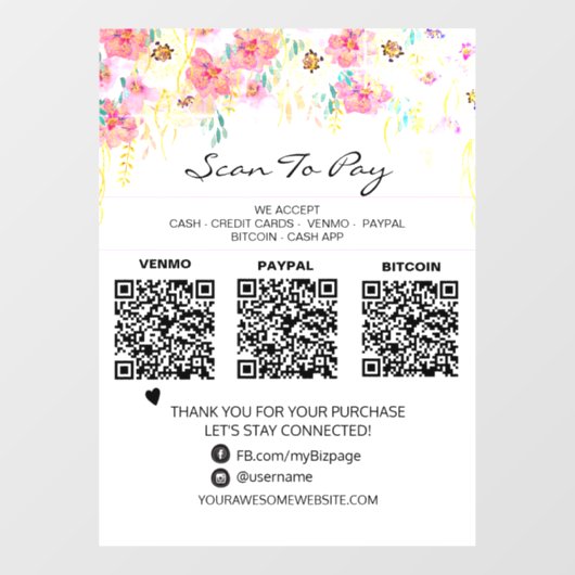 *～* 3回の支払いスキャンでQRフローラを支払う  ウィンドウサイン (シート)