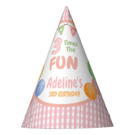 3回楽しむピンクの誕生日 パーティーハット