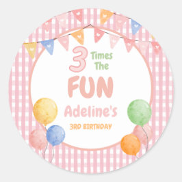 3回楽しむピンクの誕生日 ラウンドシール