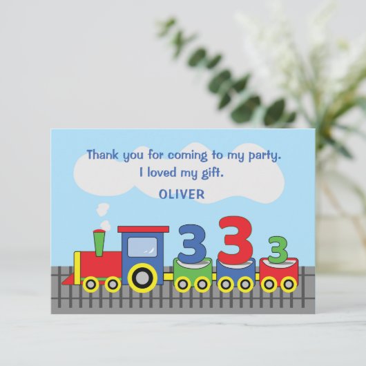 3回目のバースデートレインの名前のカスタマイズ サンキューカード (スタンド正面)