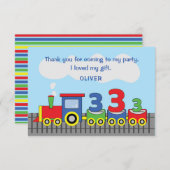 3回目のバースデートレインの名前のカスタマイズ サンキューカード (正面/裏面)