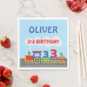 3回目のバースデートレインの名前のカスタマイズ スタンダードランチョンナプキン (インサイチュ)