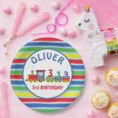 3回目のバースデートレインの名前のカスタマイズ ペーパープレート (パーティー)