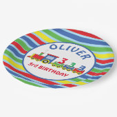 3回目のバースデートレインの名前のカスタマイズ ペーパープレート (アングル)