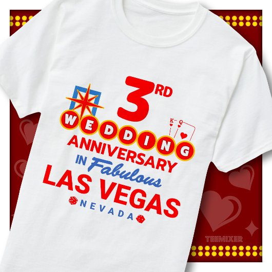 3回目の結婚記念日 ラスベガス風カップル Tシャツ
