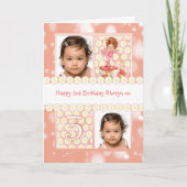 3回目の誕生日にカスタマイズ可能な写真のグリーティングカード カード (正面)